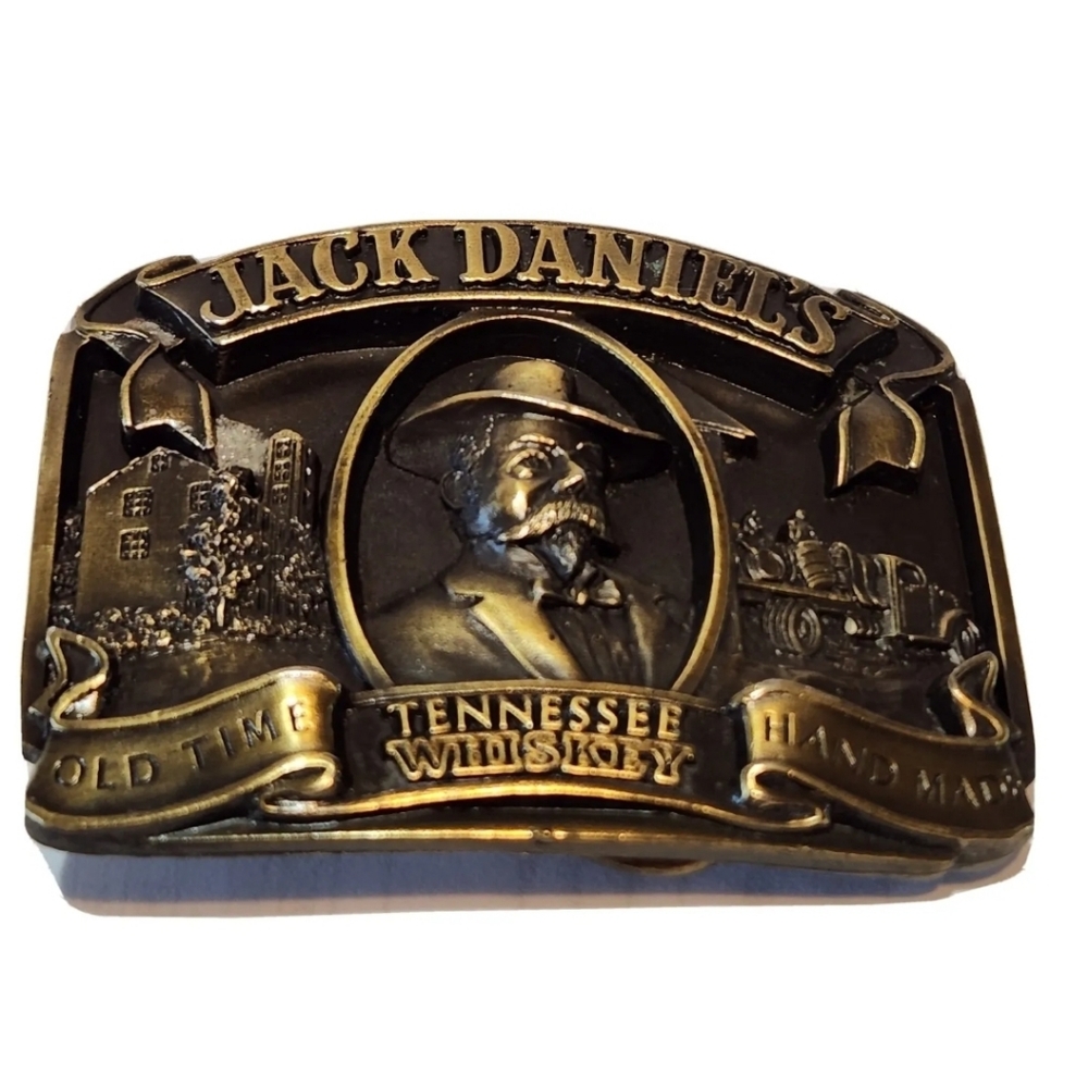 Vtg Old No 7 Jack Daniels Whiskey Belt Buckle 1989 Bergamot Brass Tennessee USA